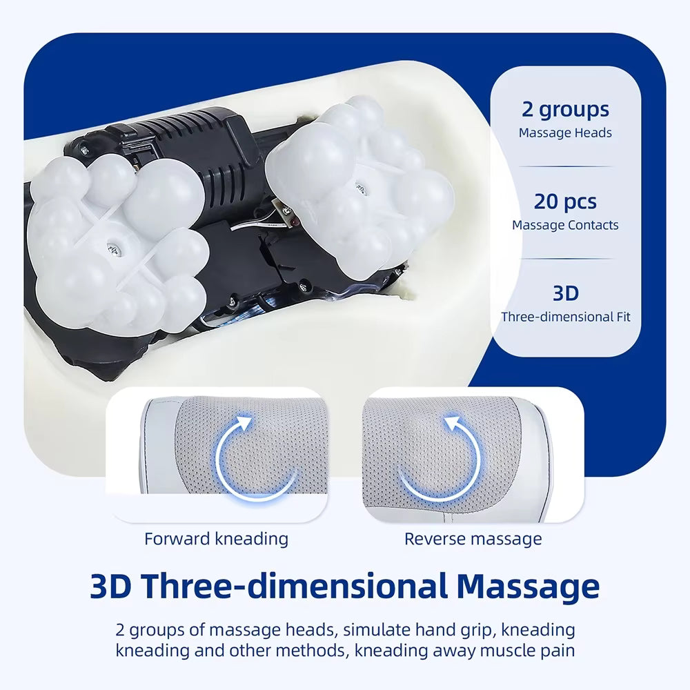 2-in-1 Electric Shiatsu Neck & Back Massage Pillow with Lumbar Airbag Compression