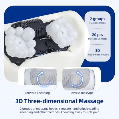 2-in-1 Electric Shiatsu Neck & Back Massage Pillow with Lumbar Airbag Compression