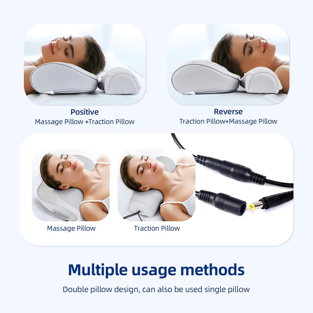 2-in-1 Electric Shiatsu Neck & Back Massage Pillow with Lumbar Airbag Compression