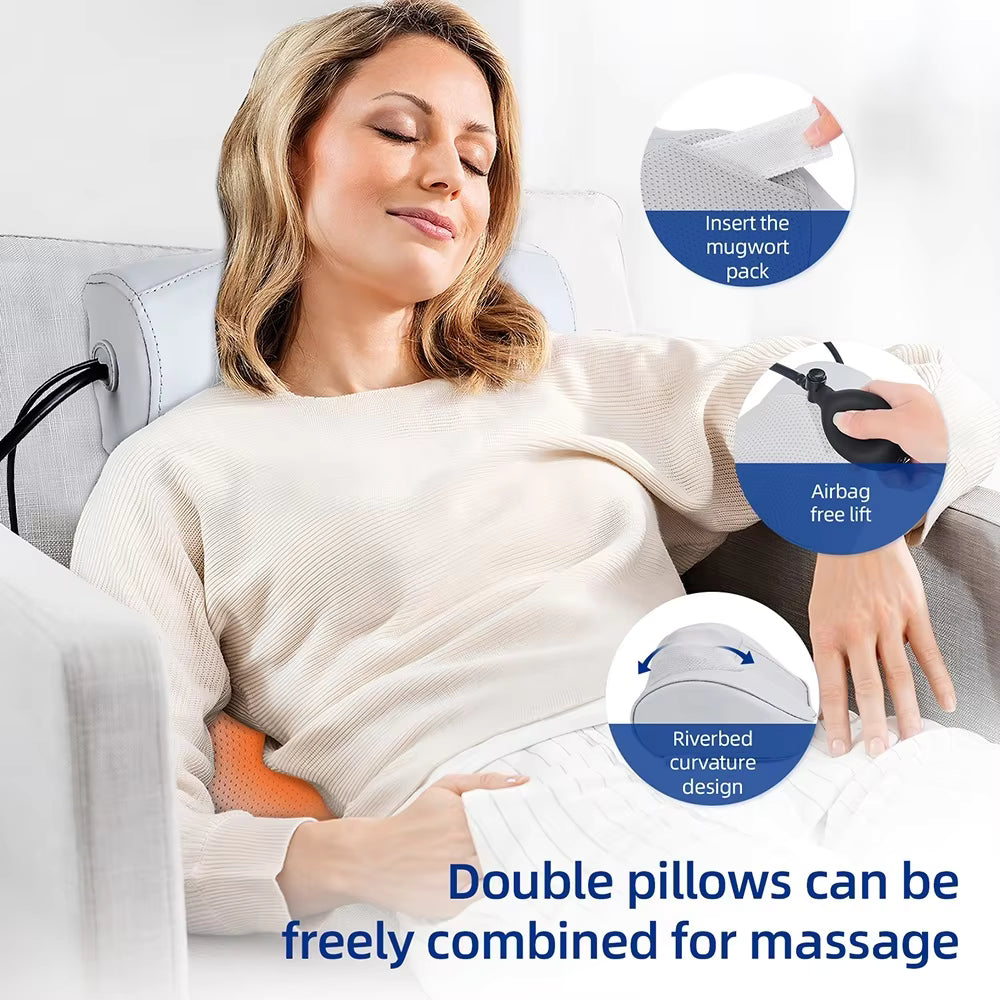2-in-1 Electric Shiatsu Neck & Back Massage Pillow with Lumbar Airbag Compression