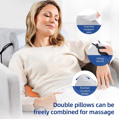 2-in-1 Electric Shiatsu Neck & Back Massage Pillow with Lumbar Airbag Compression