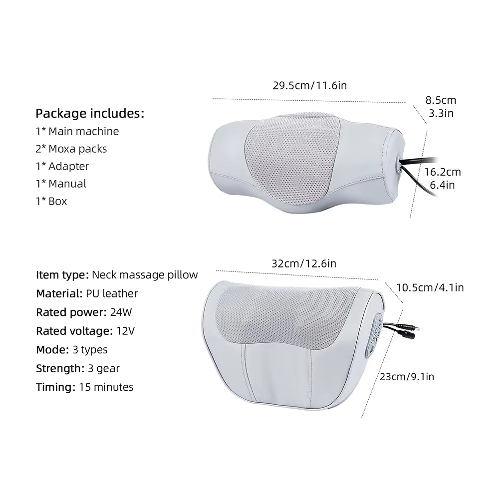 2-in-1 Electric Shiatsu Neck & Back Massage Pillow with Lumbar Airbag Compression
