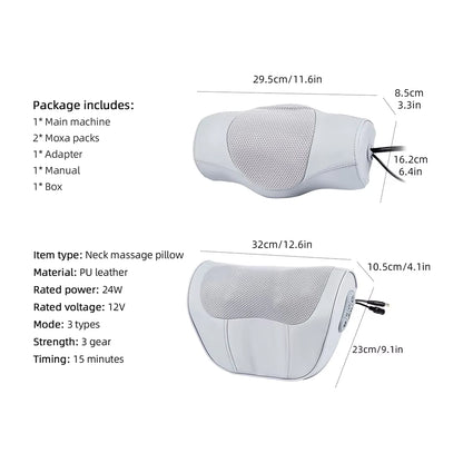 2-in-1 Electric Shiatsu Neck & Back Massage Pillow with Lumbar Airbag Compression