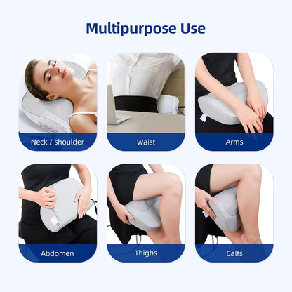 2-in-1 Electric Shiatsu Neck & Back Massage Pillow with Lumbar Airbag Compression