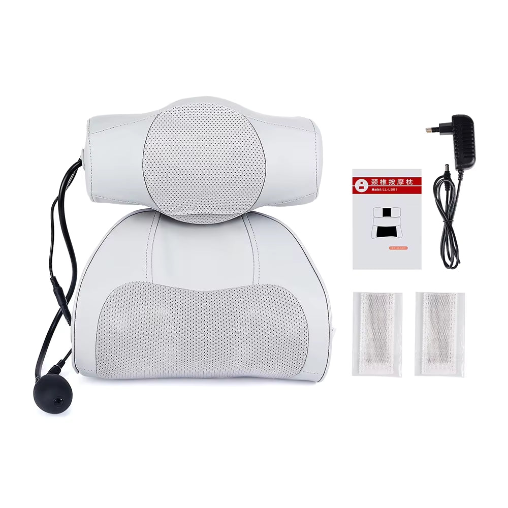 2-in-1 Electric Shiatsu Neck & Back Massage Pillow with Lumbar Airbag Compression