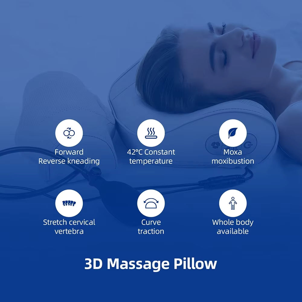 2-in-1 Electric Shiatsu Neck & Back Massage Pillow with Lumbar Airbag Compression