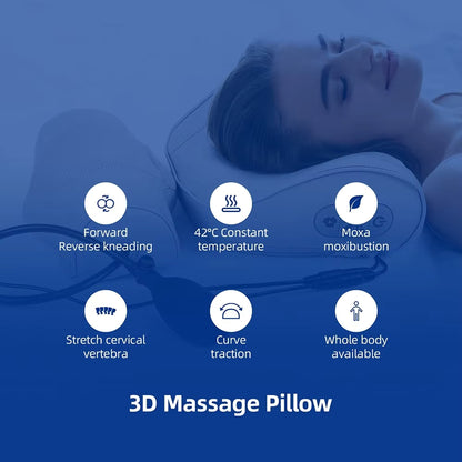 2-in-1 Electric Shiatsu Neck & Back Massage Pillow with Lumbar Airbag Compression